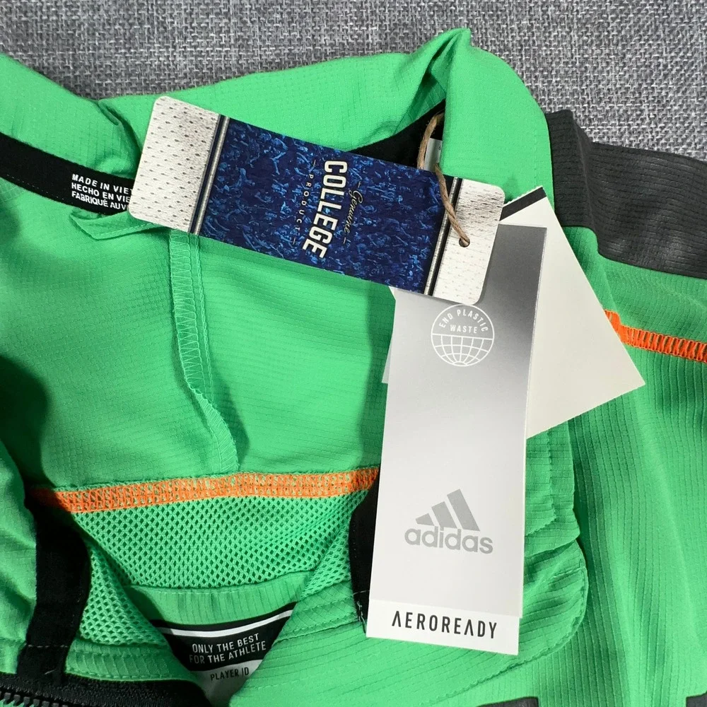 Adidas Miami Hurricanes Jacket Men L Green Miami Nights Strategy Half-Zip SS NEW